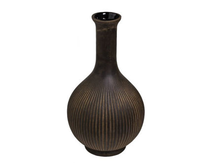 Slika Vaza rebrasta h38 d22cm; crna/smeđa