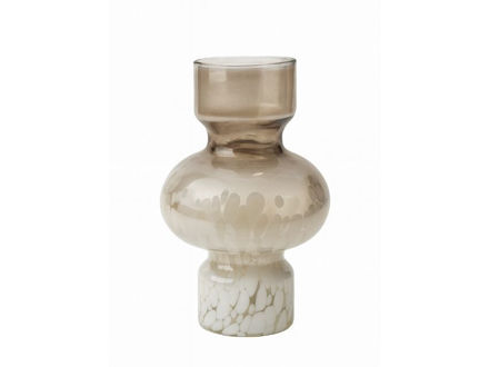 Slika Vaza staklo h16 d13; smeđa/bijela