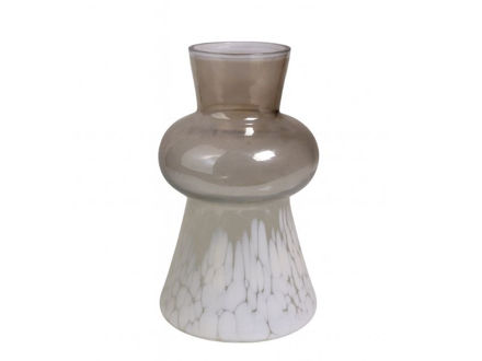 Slika Vaza staklo h19 d13; smeđa/bijela