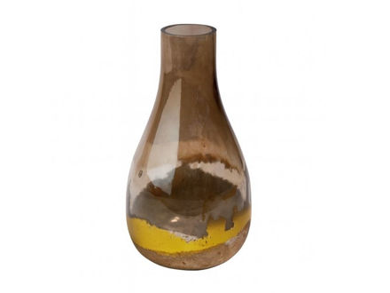 Slika Vaza staklo h21 h11.5cm; smeđa s preljevom