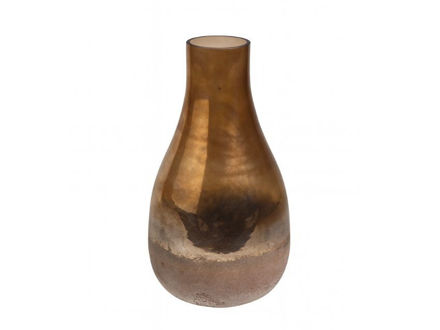 Slika Vaza staklo h21 h11.5cm; smeđa s preljevom