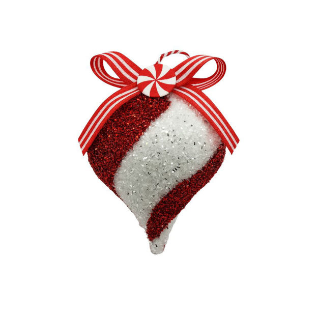 Slika Kuglica dekorativna 11cm; crvena/bijela s dekoracijom