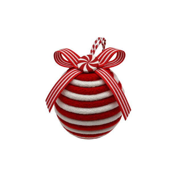 Slika Kuglica dekorativna 8cm; s/3; crvena/bijela s dekoracijom