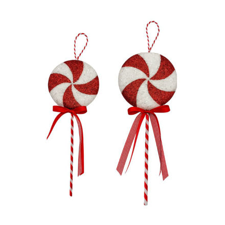 Slika Dekoracija candy na piku 14x30cm; crvena/bijela