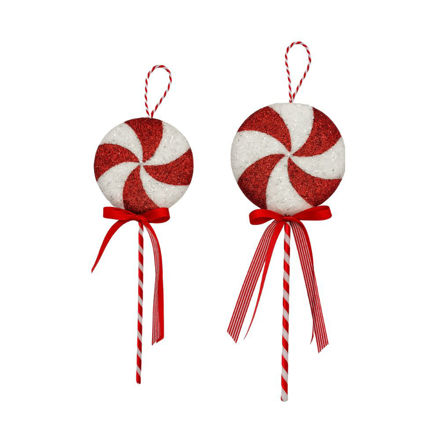 Slika Dekoracija candy na piku 18x40cm; crvena/bijela
