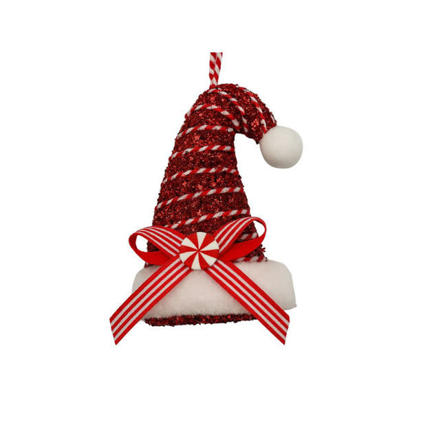 Slika Dekoracija za bor kapa 12x9cm; crvena/bijela