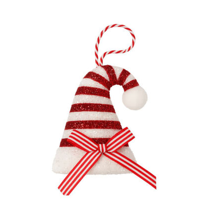 Slika Dekoracija za bor kapa 12x9cm; bijela/crvena