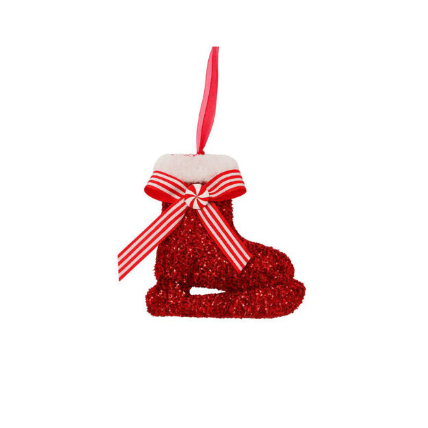 Slika Dekoracija za bor klizaljka 11x11cm; crvena/bijela