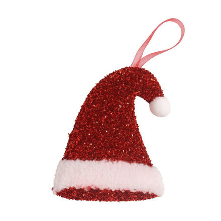 Slika Dekoracija za bor kapa 15x11x4cm; crvena/bijela