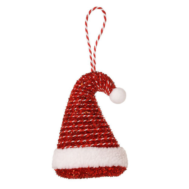 Slika Dekoracija za bor kapa 15x11x4cm; crvena/bijela