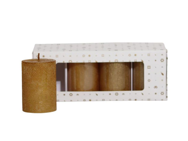 Slika Svijeća metalik 5xh7.5cm; 4kom. Zlatna