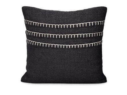 Slika Dekorativna jastučnica juta 50x50cm; crna s ukrasnim prošivom
