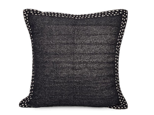 Slika Dekorativna jastučnica juta 50x50cm; crna s ukrasnim rubom