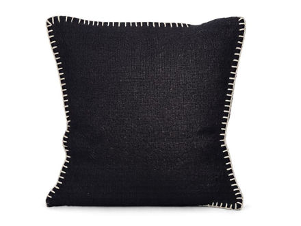 Slika Dekorativna jastučnica juta 50x50cm; crna s ukrasnim rubom