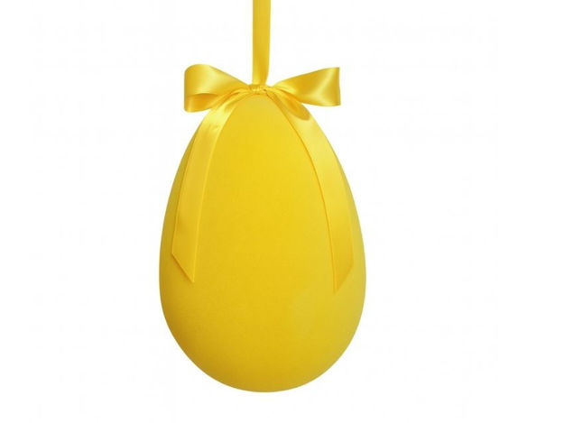 Slika Jaje dekorativno sa satenskom mašnom 20cm; pliš; žuta