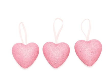 Slika Dekoracija srce 6cm. S/3; gliter; roza