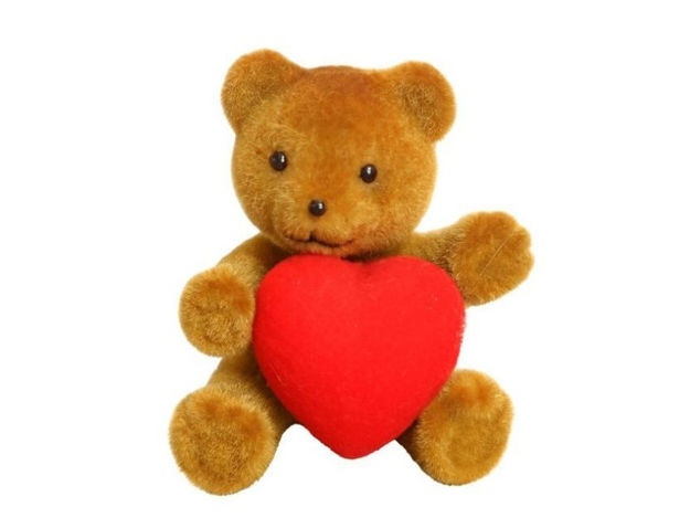 Slika Dekoracija medo sa srcem 10cm; smeđa/crvena