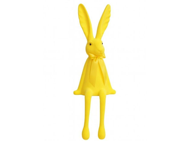 Slika Zec dekorativni sa satenskom mašnom; h90cm; pliš; žuta