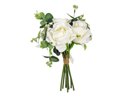 Slika Buket ruža /eukaliptus 26 cm; bijela