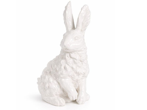 Slika Zec keramički 27x22x46cm; vuneno bijela
