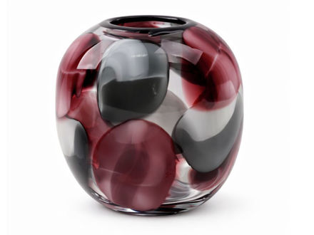 Slika Vaza staklo 20.5x14.5 h21.5cm; bordo/siva