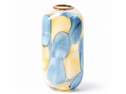 Slika Vaza staklo 17.5x12.5 h32.5cm; plava/žuta