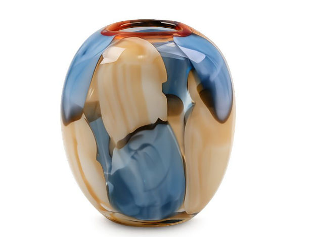 Slika Vaza staklo 20.5x14.5 h21.5cm; plava/žuta