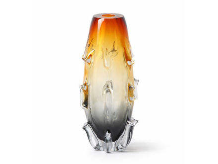 Slika Dekorativna vaza staklo 18.5x18.5 h36.5cm; amber/siva