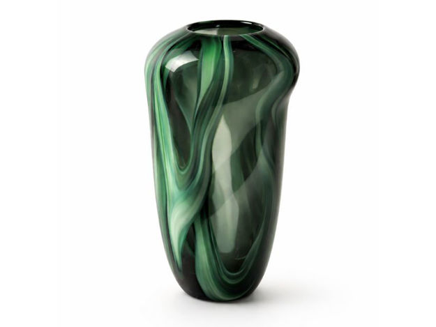 Slika Dekorativna vaza staklo 21x21 h32.5cm; skulptura; mix zelena