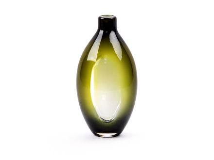 Slika Vintage vaza staklo 15.5x15.5 h27cm; maslinasto zelena