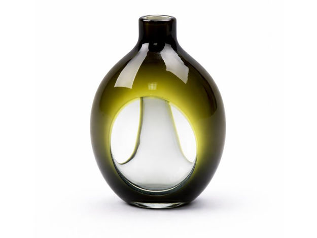 Slika Vintage vaza staklo 16x16 h22cm; maslinasto zelena