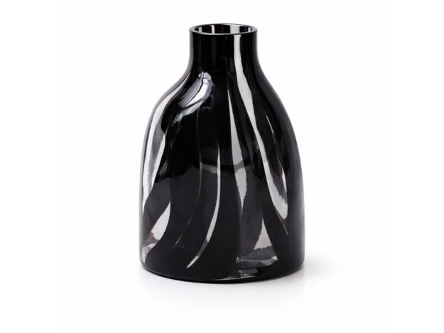 Slika Dekorativna vaza staklo 17.5x12 h25cm; crna/transparent