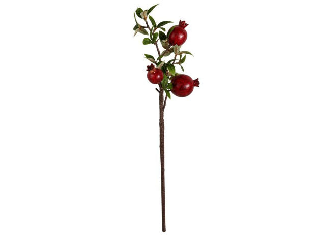Slika Grana šipka 56 cm; 3 ploda; tamno crvena