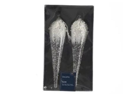 Slika Stakleni ukras d5cm x h24cm; s/2kom; transparent