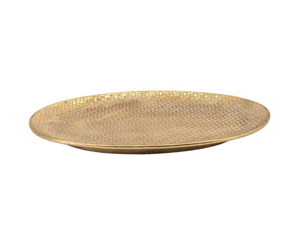 Slika Dekorativni pladanj metalni 38.5x24.5cm; zlatna
