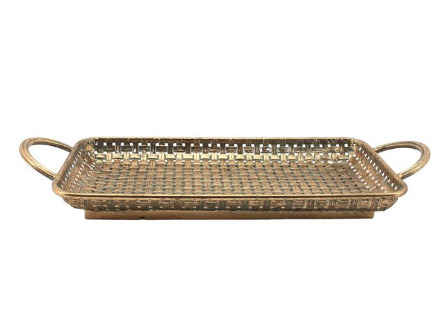 Slika Dekorativni pladanj metalni 58.5x24.5cm; zlatna