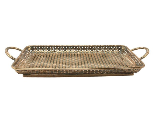 Slika Dekorativni pladanj metalni 64x30.5cm; zlatna