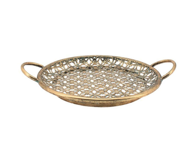 Slika Dekorativni pladanj metalni 46x36.5cm; zlatna