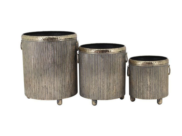Slika Posuda metalna na nogice 37.5x35.5x44cm; antik zlatna